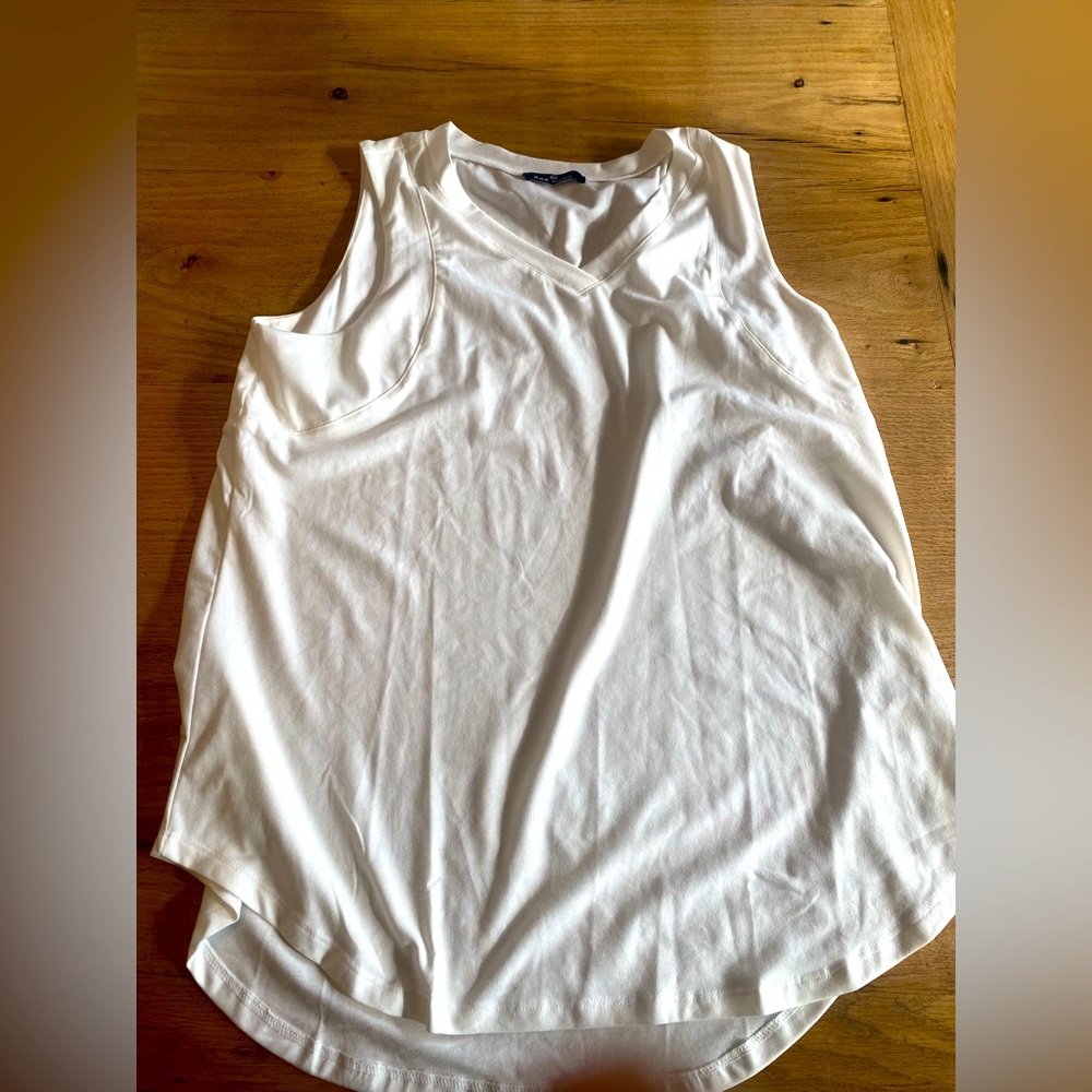 Rae Mode Sleeveless V Neck Blouse White‎ Women’s Large Preloved